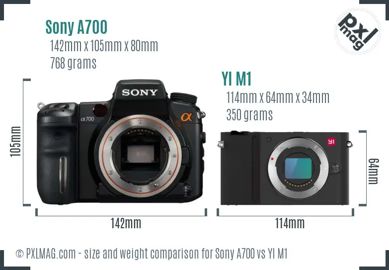 Sony A700 vs YI M1 size comparison