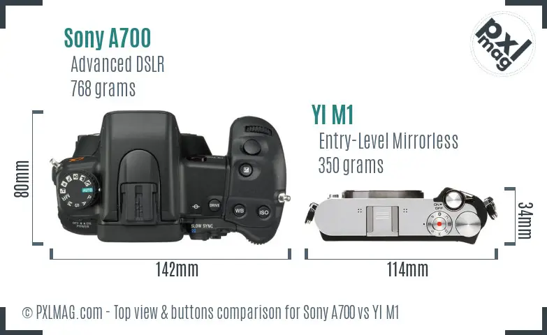 Sony A700 vs YI M1 top view buttons comparison