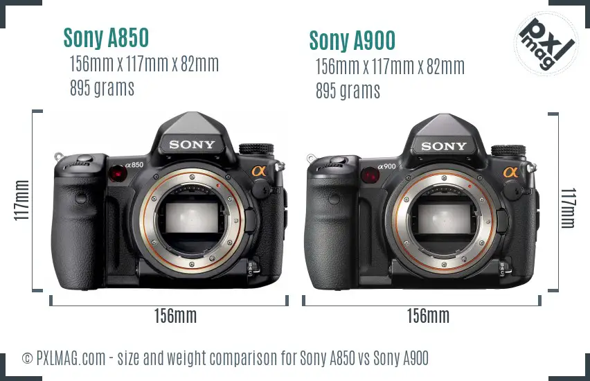 Sony A850 vs Sony A900 size comparison
