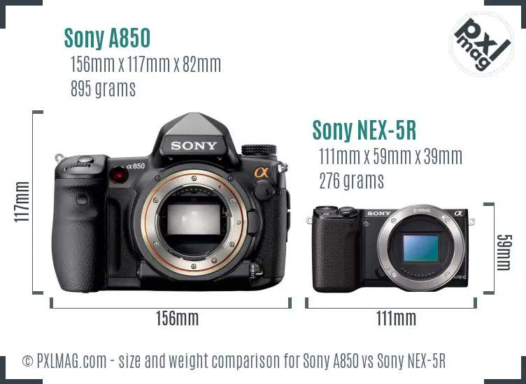Sony A850 vs Sony NEX-5R size comparison
