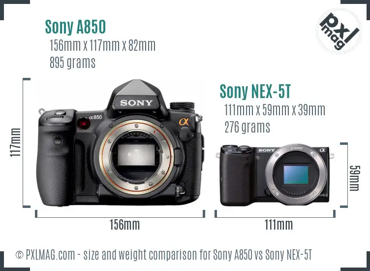 Sony A850 vs Sony NEX-5T size comparison