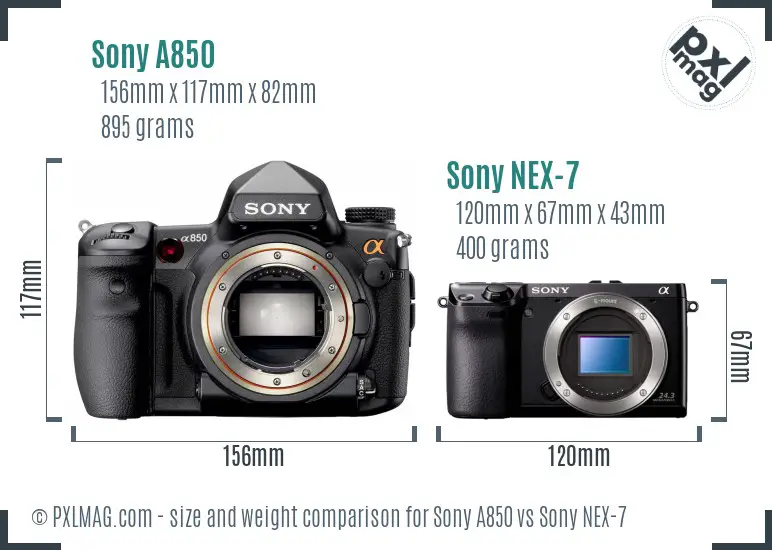 Sony A850 vs Sony NEX-7 size comparison