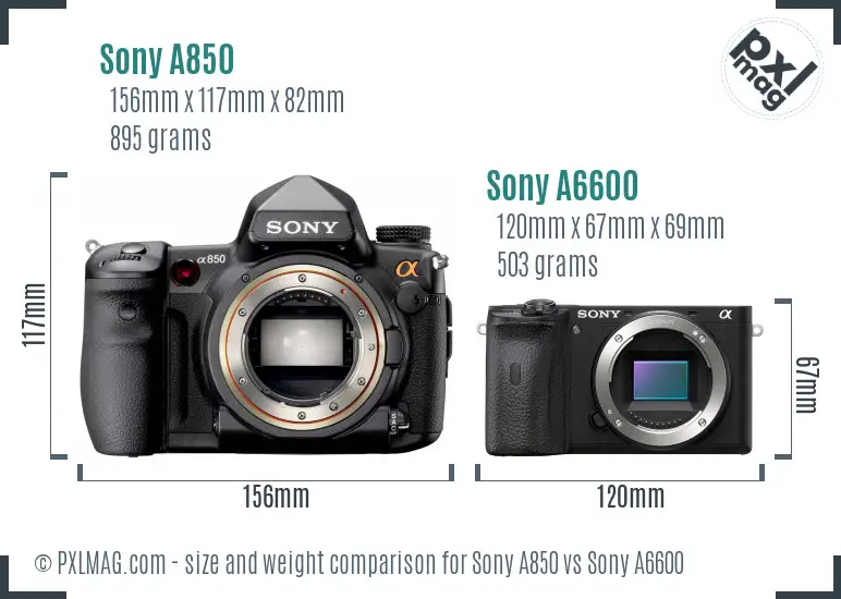 Sony A850 vs Sony A6600 size comparison