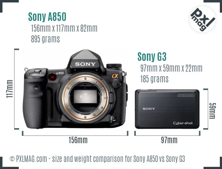 Sony A850 vs Sony G3 size comparison