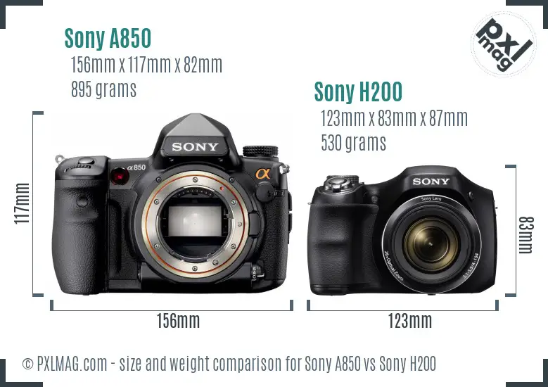 Sony A850 vs Sony H200 size comparison