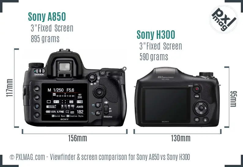 Sony A850 vs Sony H300 Screen and Viewfinder comparison