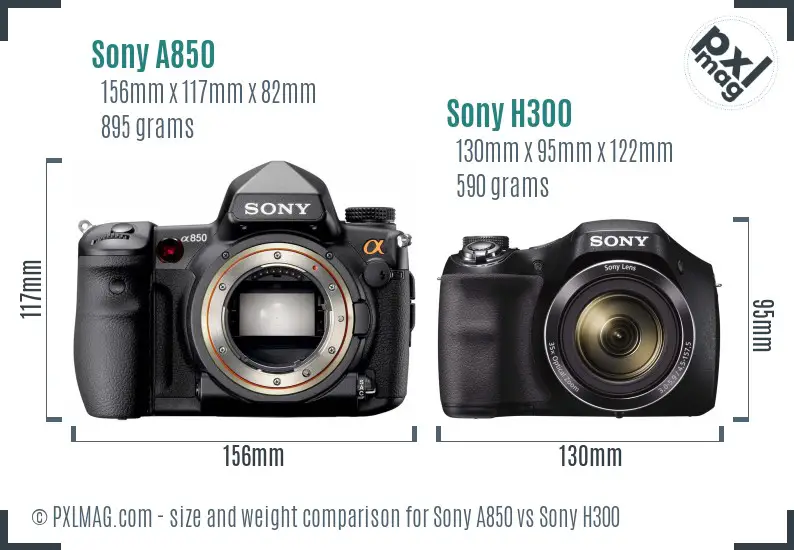 Sony A850 vs Sony H300 size comparison