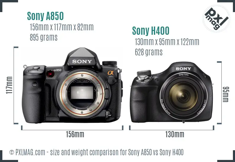 Sony A850 vs Sony H400 size comparison