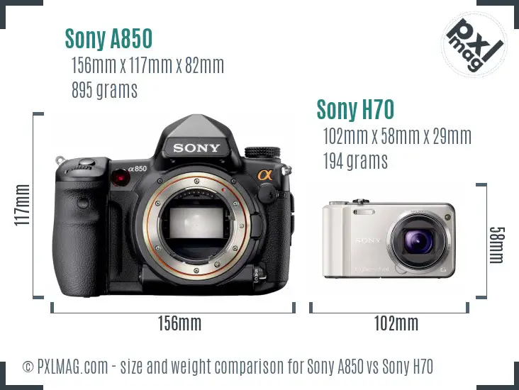 Sony A850 vs Sony H70 size comparison