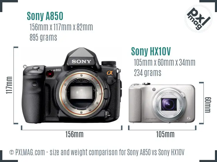 Sony A850 vs Sony HX10V size comparison