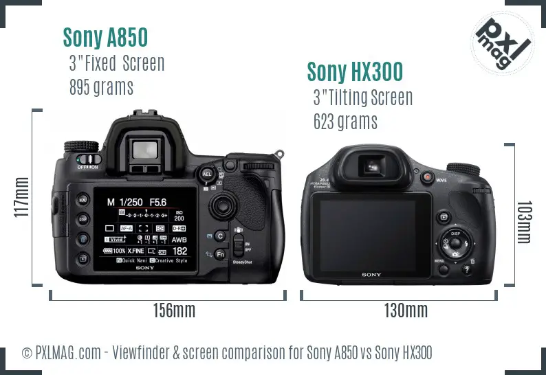 Sony A850 vs Sony HX300 Screen and Viewfinder comparison