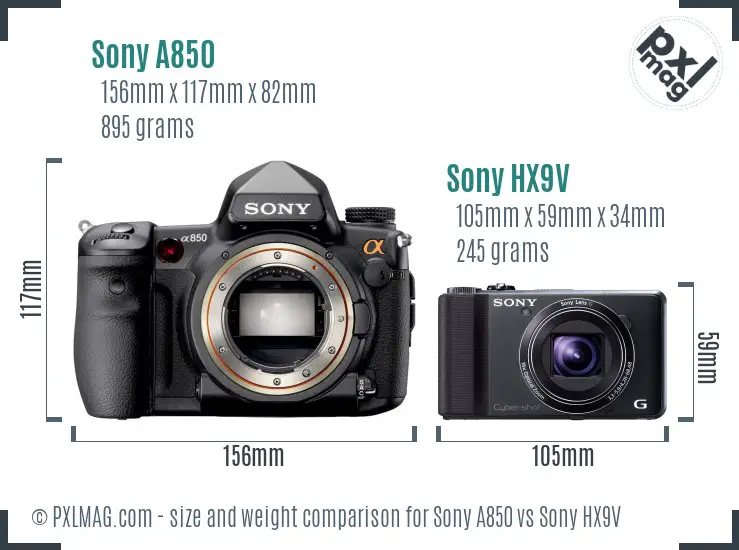 Sony A850 vs Sony HX9V size comparison