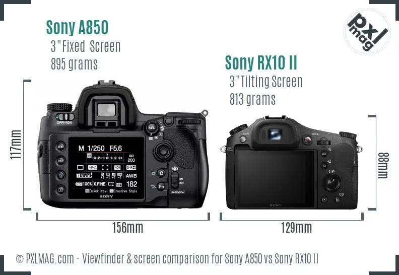 Sony A850 vs Sony RX10 II Screen and Viewfinder comparison