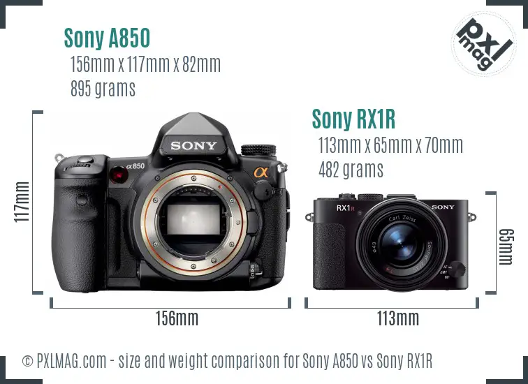 Sony A850 vs Sony RX1R size comparison