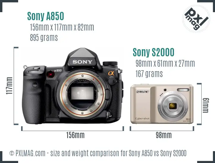 Sony A850 vs Sony S2000 size comparison