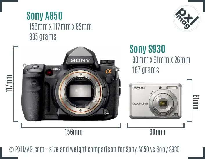 Sony A850 vs Sony S930 size comparison