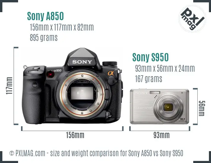 Sony A850 vs Sony S950 size comparison