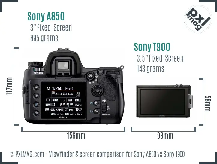 Sony A850 vs Sony T900 Screen and Viewfinder comparison