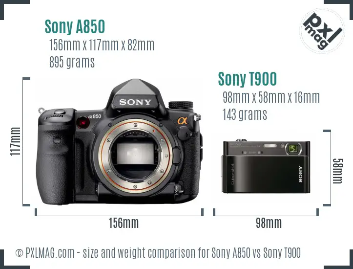 Sony A850 vs Sony T900 size comparison