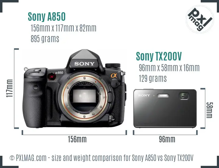 Sony A850 vs Sony TX200V size comparison