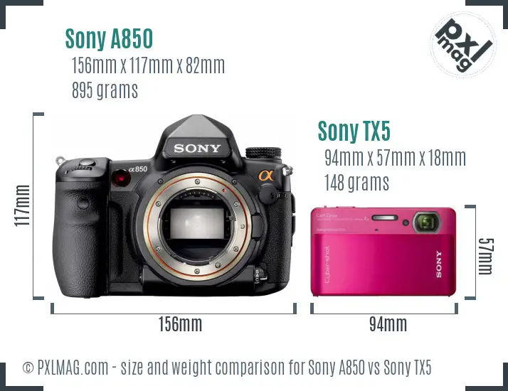 Sony A850 vs Sony TX5 size comparison