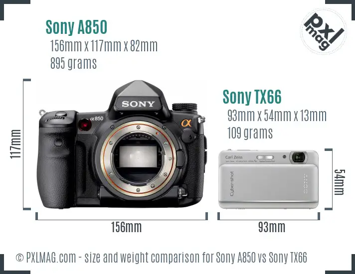 Sony A850 vs Sony TX66 size comparison