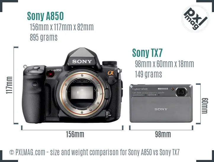 Sony A850 vs Sony TX7 size comparison