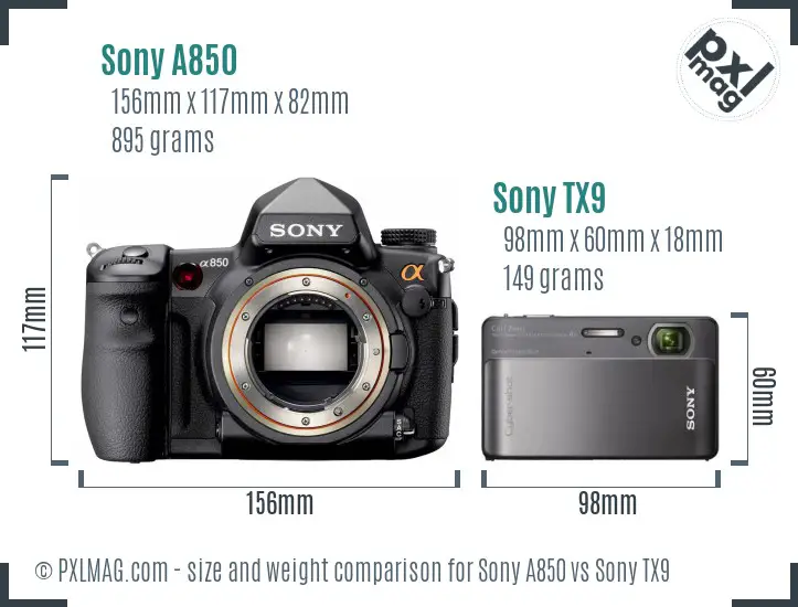 Sony A850 vs Sony TX9 size comparison