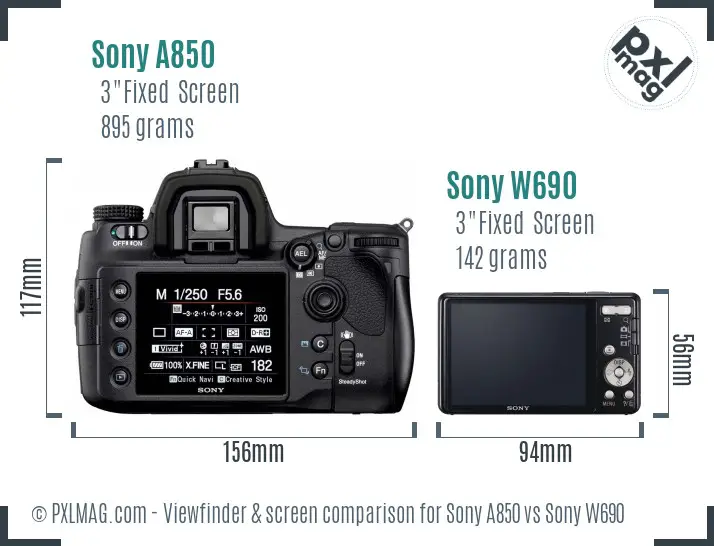 Sony A850 vs Sony W690 Screen and Viewfinder comparison
