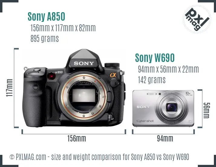Sony A850 vs Sony W690 size comparison