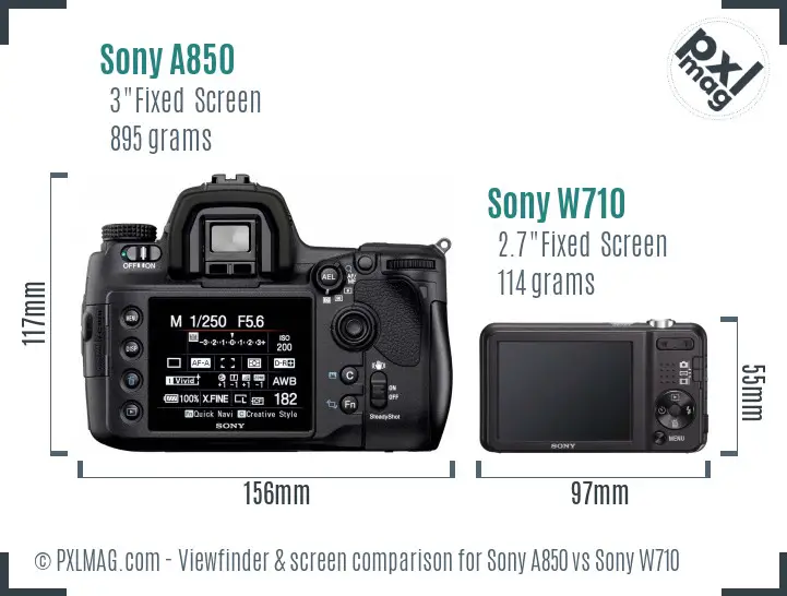 Sony A850 vs Sony W710 Screen and Viewfinder comparison