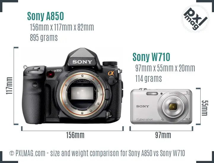 Sony A850 vs Sony W710 size comparison
