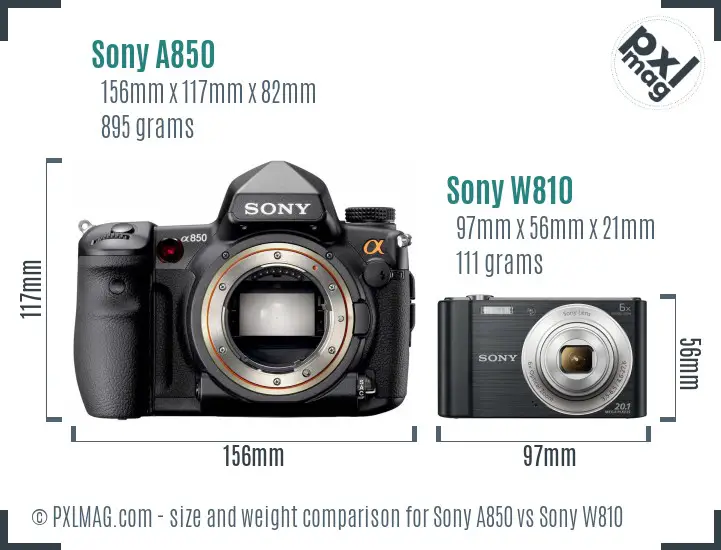 Sony A850 vs Sony W810 size comparison