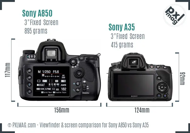 Sony A850 vs Sony A35 Screen and Viewfinder comparison