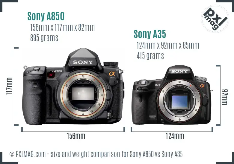 Sony A850 vs Sony A35 size comparison