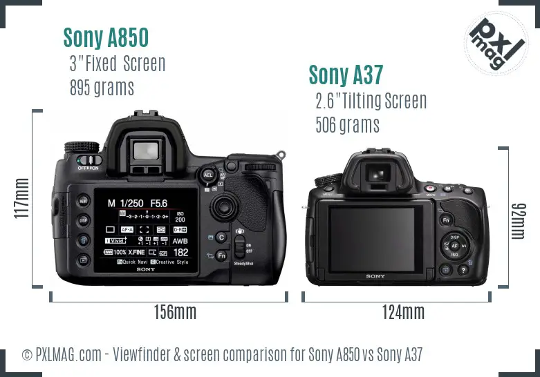 Sony A850 vs Sony A37 Screen and Viewfinder comparison