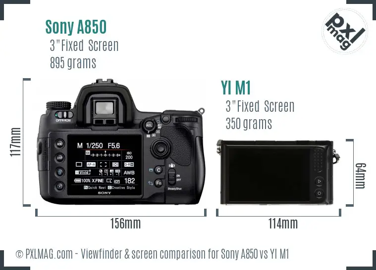 Sony A850 vs YI M1 Screen and Viewfinder comparison