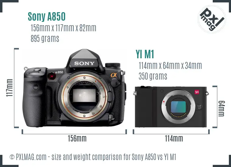 Sony A850 vs YI M1 size comparison