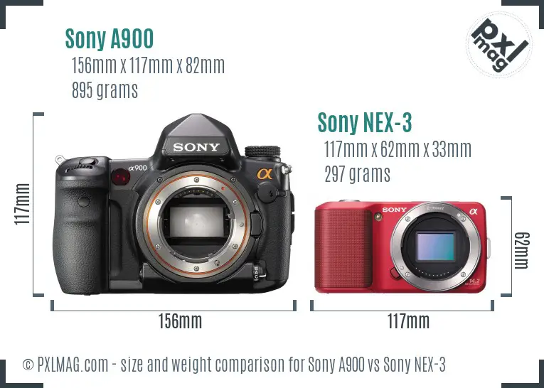 Sony A900 vs Sony NEX-3 size comparison