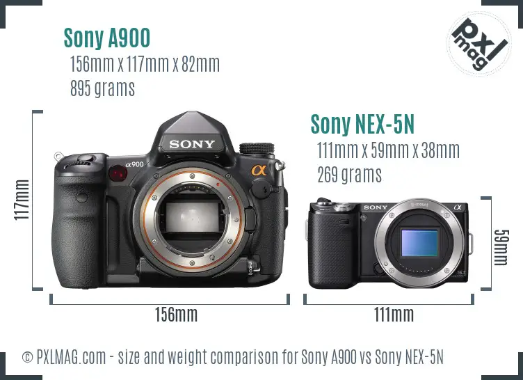 Sony A900 vs Sony NEX-5N size comparison