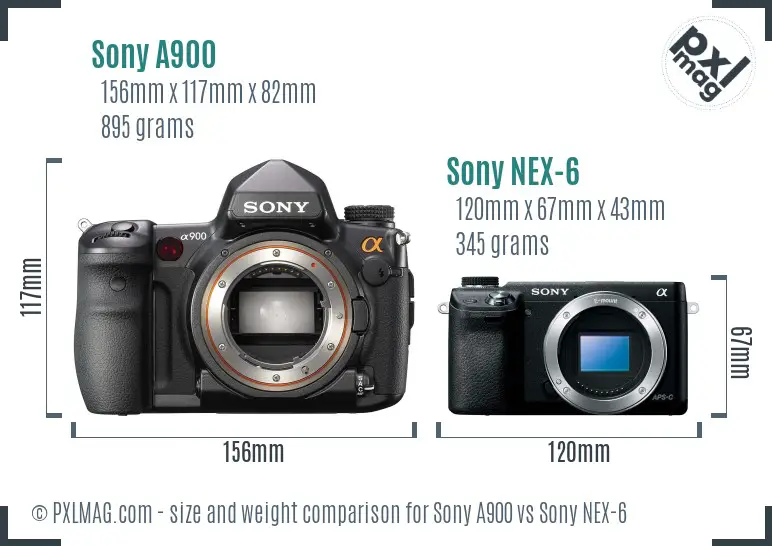 Sony A900 vs Sony NEX-6 size comparison