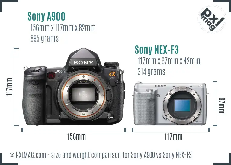 Sony A900 vs Sony NEX-F3 size comparison