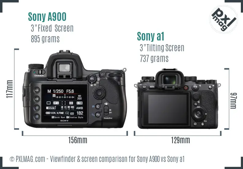 Sony A900 vs Sony a1 Screen and Viewfinder comparison