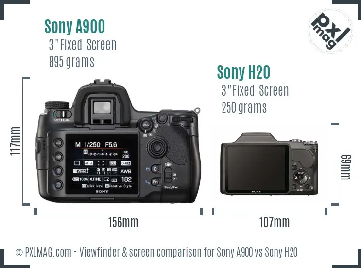 Sony A900 vs Sony H20 Screen and Viewfinder comparison