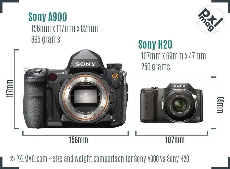 Sony A900 vs Sony H20 size comparison