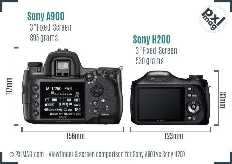 Sony A900 vs Sony H200 Screen and Viewfinder comparison
