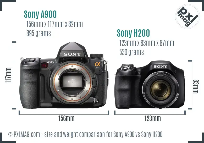 Sony A900 vs Sony H200 size comparison