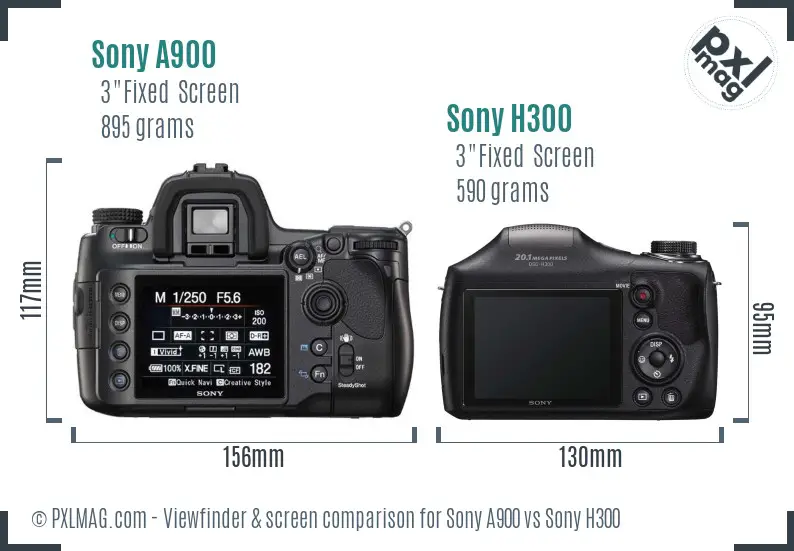Sony A900 vs Sony H300 Screen and Viewfinder comparison