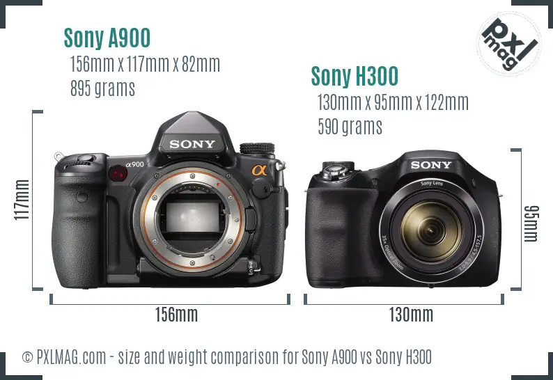 Sony A900 vs Sony H300 size comparison