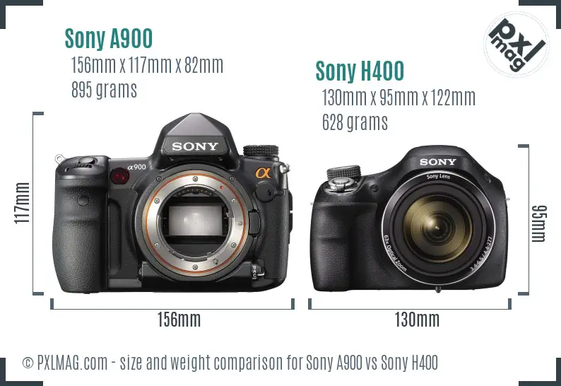Sony A900 vs Sony H400 size comparison